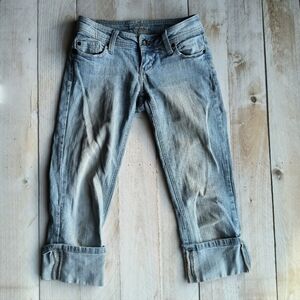 Zanadi Jeans Denim Cuffed Capris Embroidered Women's Size  1